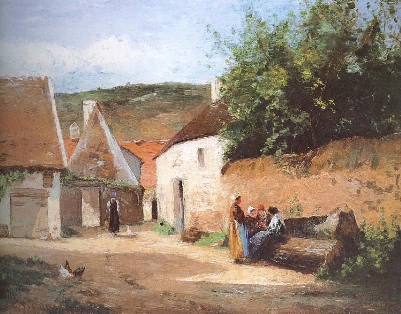 Camille Pissarro Chat village woman oil painting image